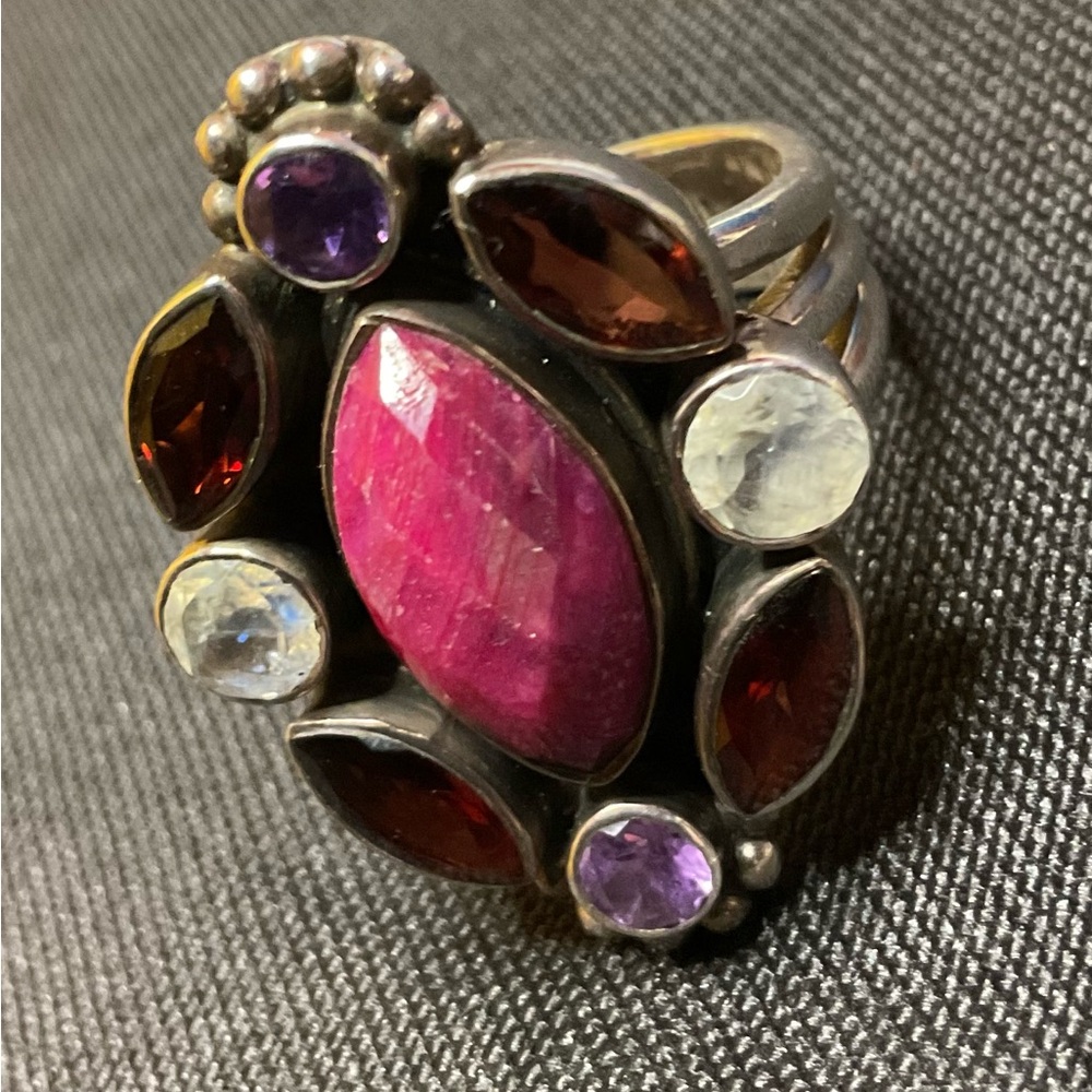 Elegant Multi-Stone 925 Nicky Butler Silver Ring.